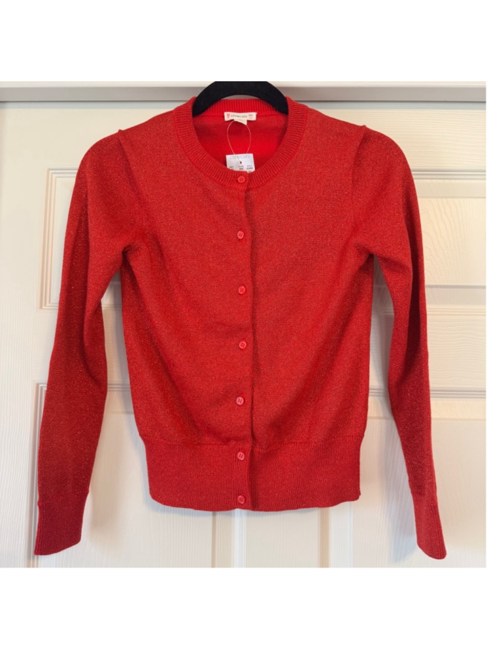Girls Crewcuts Casey Metallic Cardigan Size 12 Red Sparkle J. Crew Button Front